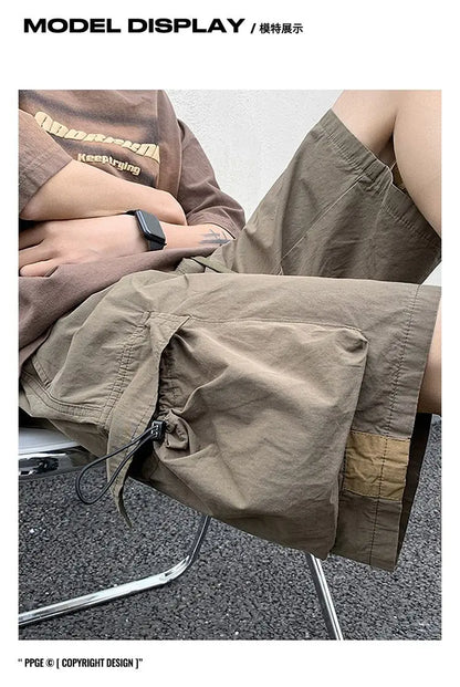 Korean style functional casual work shorts men summer Y2K street hip hop casual trendy brand ins mid pants beach sports pants Street King Limited