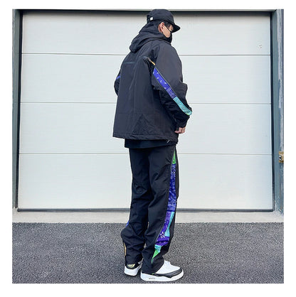 men hip hop streetwear jacket paisley zip up patchwork windbreaker cargo cotton padded coat hooded track jacket tactical outwear unique cargo style 4820