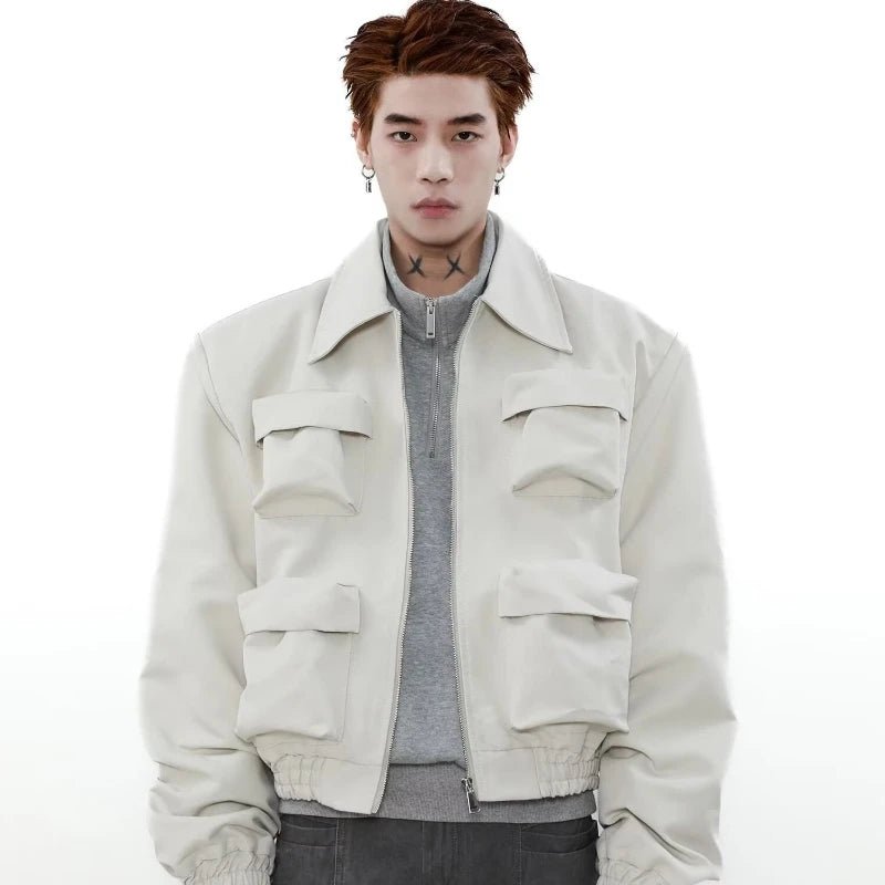 spring american pilot jacket mens street trend three dimensional multi pockets shoulder padded coats high street outwear unisex menswear bottoms
