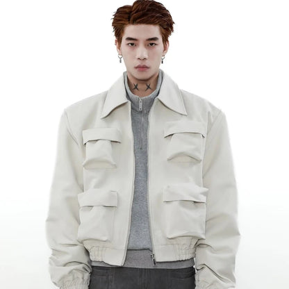 spring american pilot jacket mens street trend three dimensional multi pockets shoulder padded coats high street outwear unisex menswear bottoms
