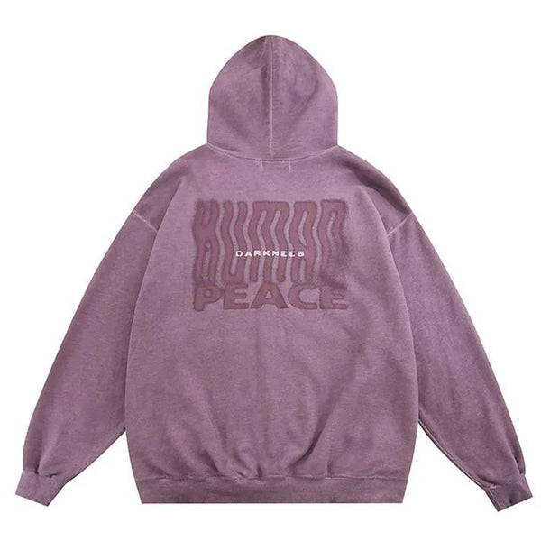 Men Hoodie Sweatshirt Inkjet Letter Print Hooded Pullover Hip Hop Streetwear Y2K Harajuku Washed Black Purple Top Unisex Street King Limited