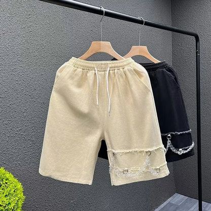 summer men suede straight shorts 2024 new y2k streetwear design drawstring bermudas hombre vintage baggy basketball shorts relaxed fit shorts