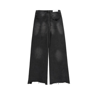 vintage washed hole damaged jeans pants for men streetwear y2k ripped black denim trousers pantalones hombre baggy cargos unique cargo style 3528