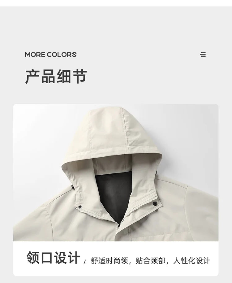 japanese outdoor jackets classic men solid color jacket spring autumn hooded coat basic zipper up windbreaker unisex outerwear unique default style 5335