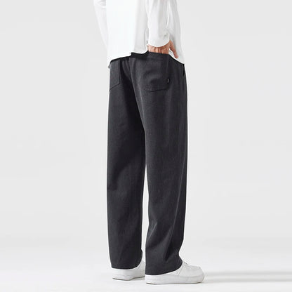 mens trend streetwear fashion loose casual plus size straight wide leg suit pant office man commute work pants trousers clean everyday pants