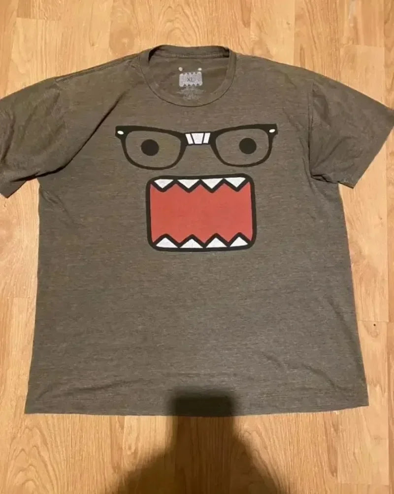 American Fashion Trend Gothic Print Cotton T-shirt Men Y2K New Harajuku Casual Loose Super Short Sleeved Couple Hip Hop T-shirt Street King Limited