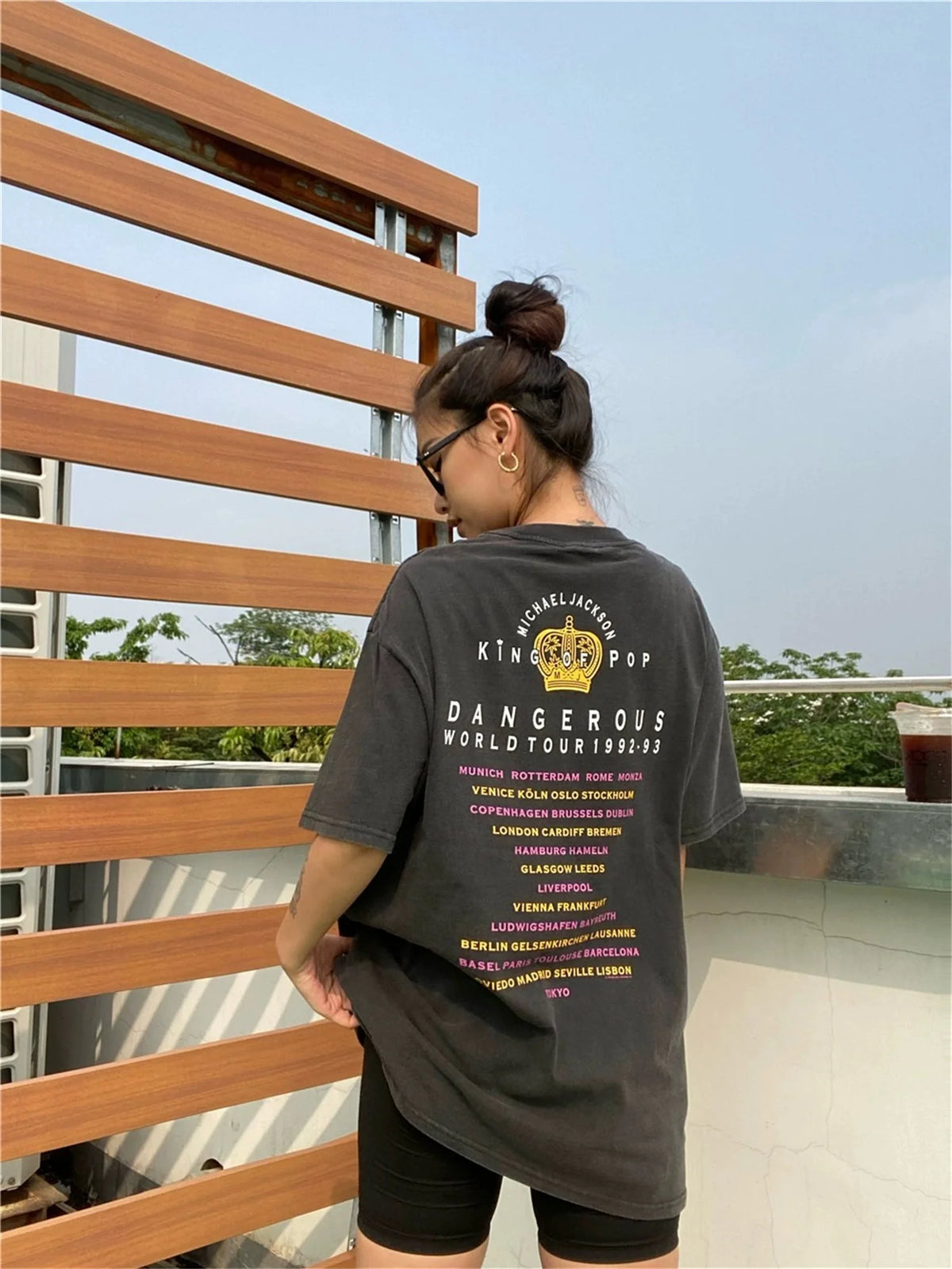 Vintage Retro Style Old School MJ's Eye Printing High-Street T-Shirt Tops Street King Limited