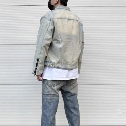 y2k streetwear washed biker jeans jackets for men and women zipper pocket ropa hombre windbreaker denim coat oversized stacked flare jeans
