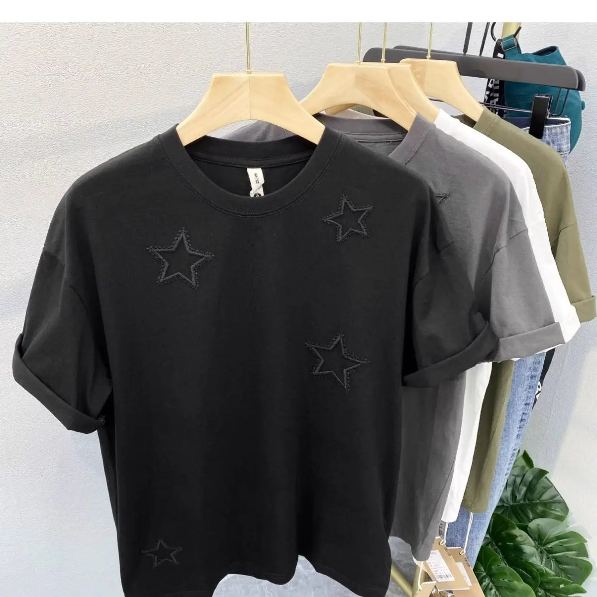 2024 American style men and women summer pentagram round neck short sleeved trendy couple loose retro casual T-shirt top y2k Street King Limited