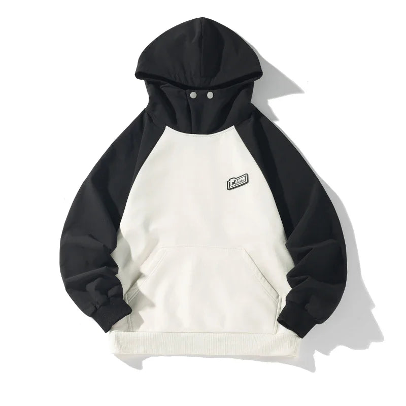 Men Waterproof Hooded Sweatshirt Spring Vintage Patchwork Hoodie Labels Design Korean Streetwear Couple Male Women Hoodies Street King Limited