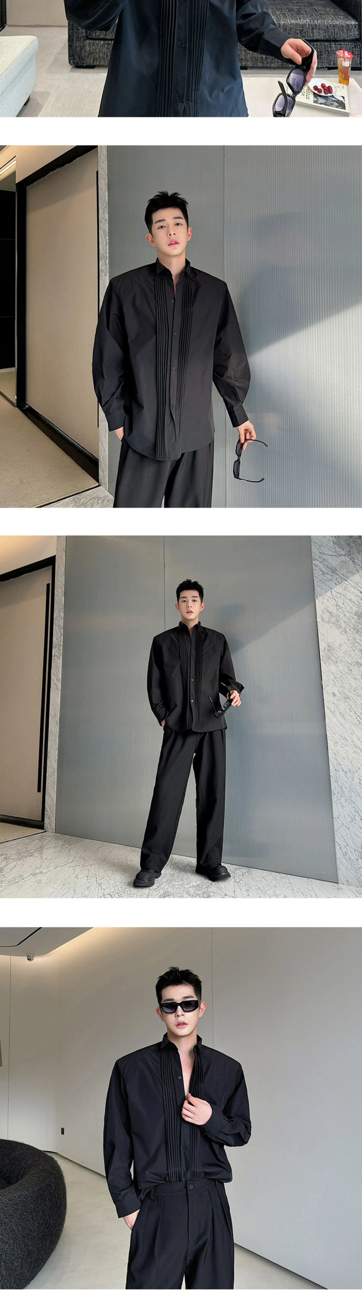 Men French Vintage Fashion Business Casual Long Sleeve Loose Dress Shirts Man Korean Streetwear Party Shirt Blouses Street King Limited