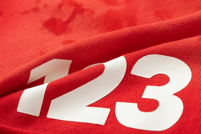 RRR123 2024 New Sports Shorts Heavyweight Washed Graffiti Print Vintage Drawstring Capris Casual High Street Loose Curled Y2K Street King Limited