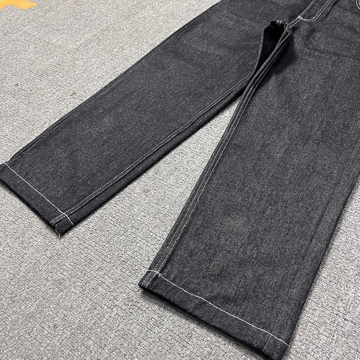 Streetwear Green Logo Print Black Baggy Jeans for Men and Women Straight Casual Loose Denim Trousers Oversized Cargo Pants Street King Limited
