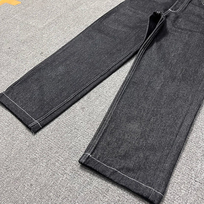 Streetwear Green Logo Print Black Baggy Jeans for Men and Women Straight Casual Loose Denim Trousers Oversized Cargo Pants Street King Limited