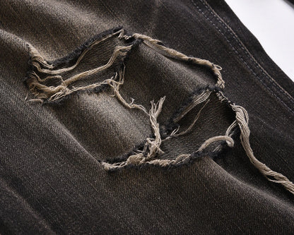streetwear frayed hole distreesed ripped baggy jeans for men and women pantalones hombre y2k casual denim trousers oversized unique jeans style 5832