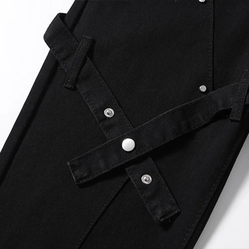Men Cargo Jeans Vintage Stacked Black Hip Hop Flared Trousers Y2k High Street Baggy Denim Pants Casual Streetwear Unisex Street King Limited