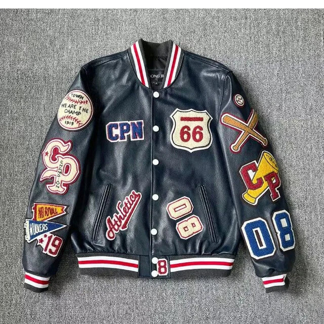Leather Jacket Men Motorcycle Luxury Designer Embroidery Short Biker Baseball Jackets Y2k Streetwear Winter Bomber Coat White Street King Limited
