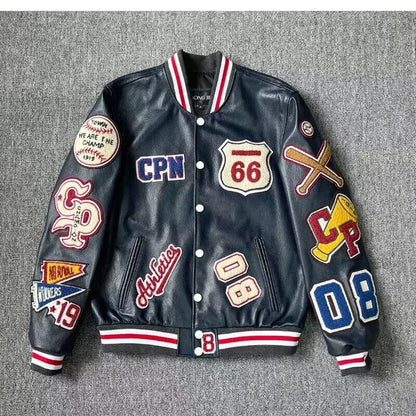Leather Jacket Men Motorcycle Luxury Designer Embroidery Short Biker Baseball Jackets Y2k Streetwear Winter Bomber Coat White Street King Limited