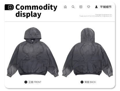 Stitching deconstructed gradient dyed heavy hoodie Street King Limited