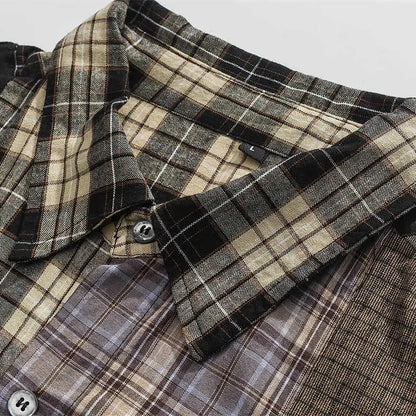 Streetwear Autumn Plaid Shirts Men Harajuku Hip Hop Streetwear Shirts Coats Long 2024 Autumn Plaid Shirts Men Harajuku Hip Hop Streetwear Shirts Coats Long Sleeve Loose Casual Button Up Blouse Y2K Tops Fashion Sweater Jacket With Graphic Design For Men