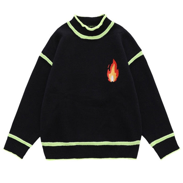 "Fire Flame" Unisex Men Women Streetwear Graphic Sweater Daulet Apparel