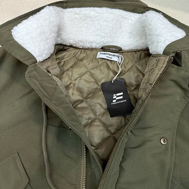 2024AW new cotton dress solid color hooded multi-pocket jacket Street King Limited
