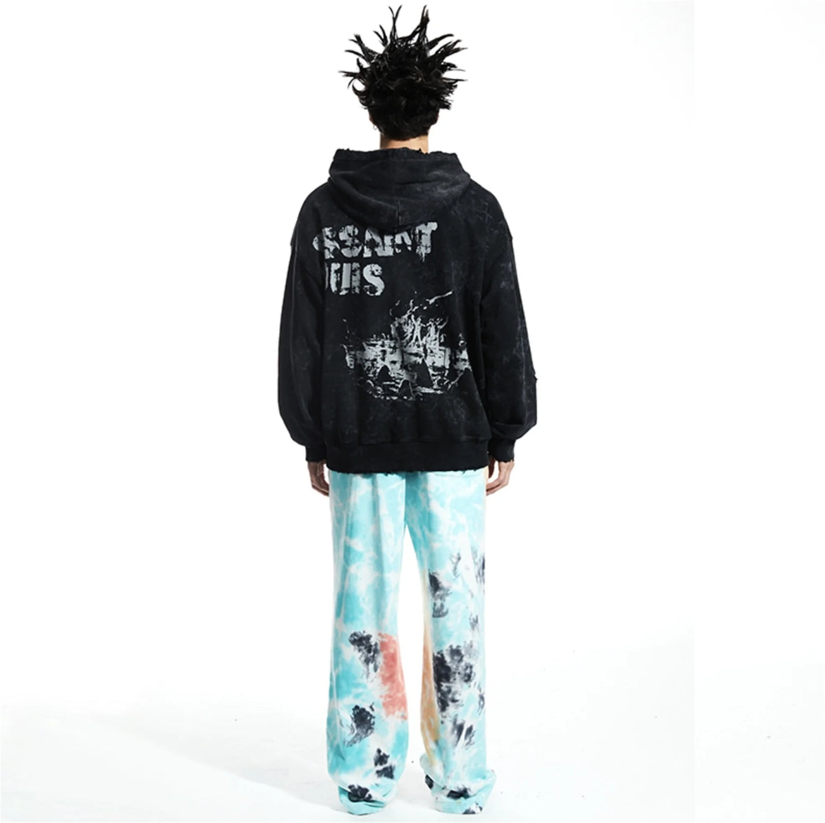SSAINT LOUIS Vintage Fashion High-Street Retro Casual Loose Letter Printed Hooded Sweatshirt Hoodies Street King Limited