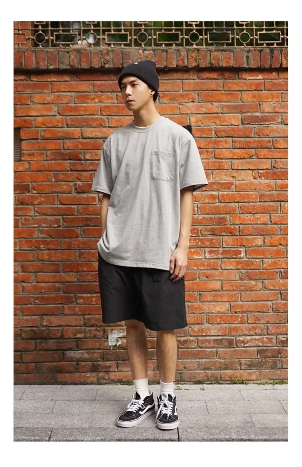 Korean trendy printed graphic T shirt street basic men y2k solid color simple personality pocket retro oversized T shirt Street King Limited