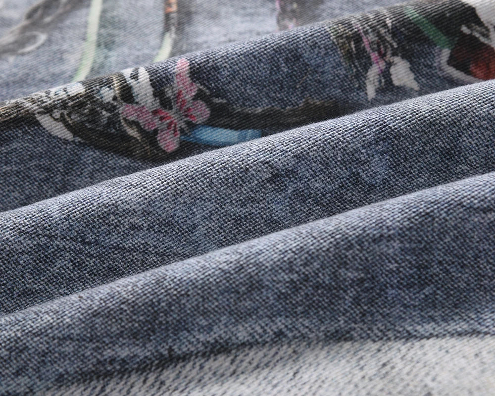 high street chain print frayed washed baggy jeans for men and women y2k casual loose denim trousers ropa hombre casual pants unique jeans style 411
