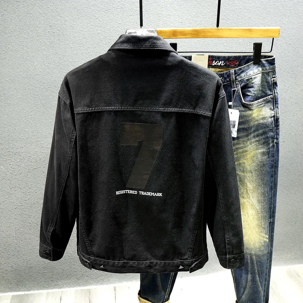 american retro workwear jacket for boys loose spring and autumn high street japanese style khaki casual trendy denim jacket tops unique jeans style 4888