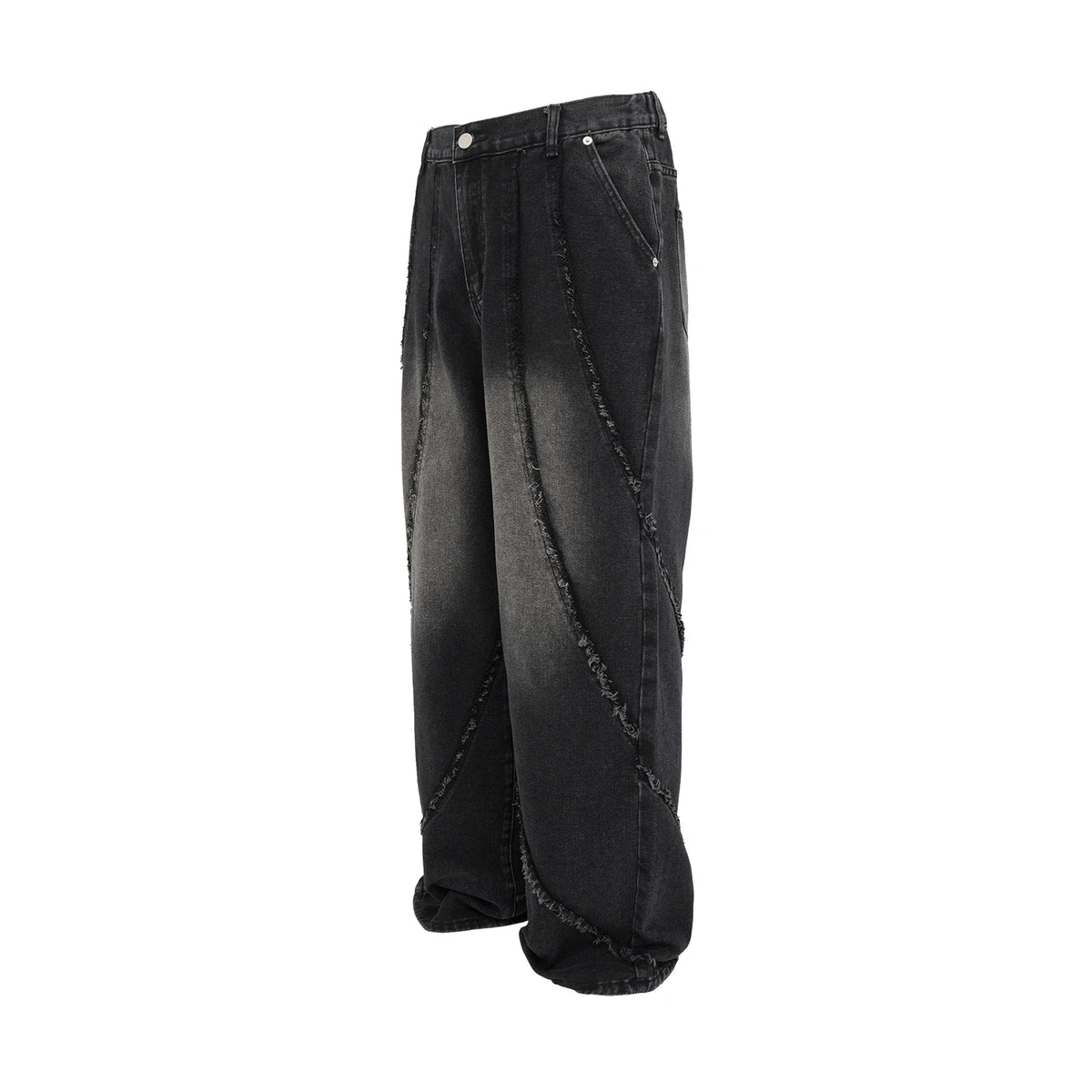 New High Street Wahsed Black Tassel Striped Baggy Jeans for Men and Women Straight Ropa Hombre Vintage Casual Denim Trousers Street King Limited