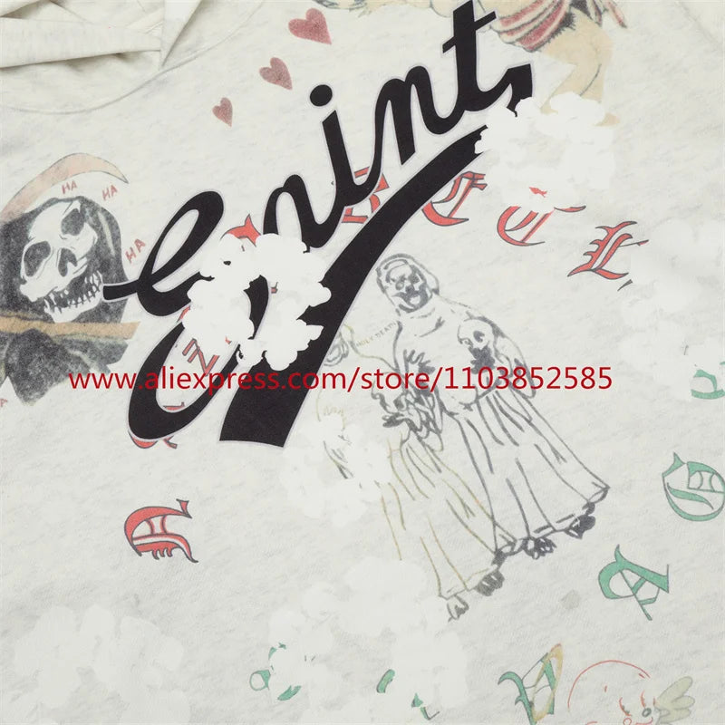Washed Saint Vintage Hoodie Men Women 1:1 Best Quality Hold Hooded Oversize Pulleys Autumn Winter Tops Shinjuku 2024 High Street Street King Limited