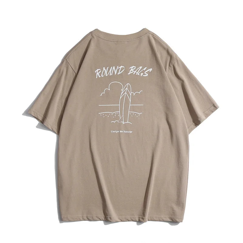Japanese Vintage Spring New 320g Short-Sleeved T-Shirt Men's Casual Printed Half-Sleeved Bottoming Top Street King Limited