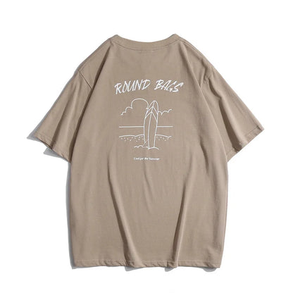 Japanese Vintage Spring New 320g Short-Sleeved T-Shirt Men's Casual Printed Half-Sleeved Bottoming Top Street King Limited
