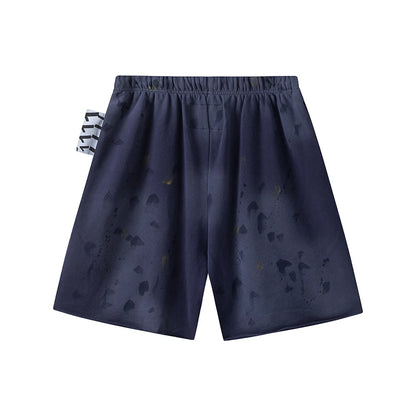RRR123 2024 New Sports Shorts Heavyweight Washed Graffiti Print Vintage Drawstring Capris Casual High Street Loose Curled Y2K Street King Limited