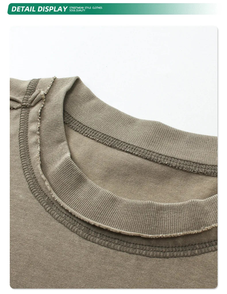 2024 Summer New Washed Oversized Tshirt Worn Out Retro Distressed Tee Raw Edge Men's Cotton Short Sleeved Tie Dyeing T-shirt Street King Limited