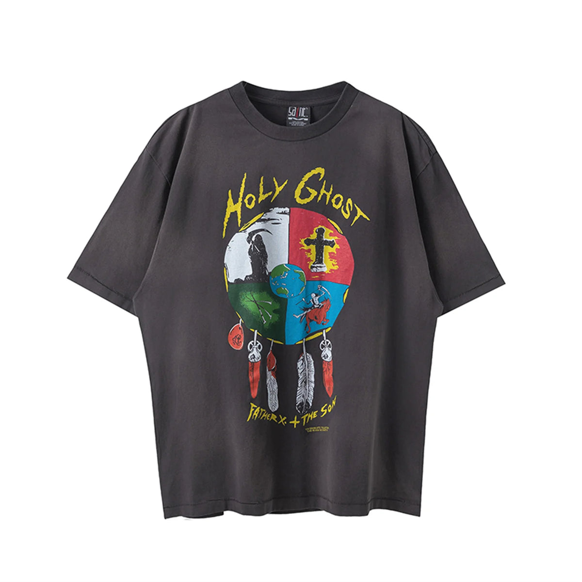 Vintage Retro 24ss Print High-Street Old School Distressed Cotton Tops T-Shirt For Summer Street King Limited