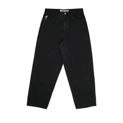 retro hip hop streetwear big boy jeans y2k embroidery pattern black baggy jeans pants men women fashion pants clothing unique jeans style 977