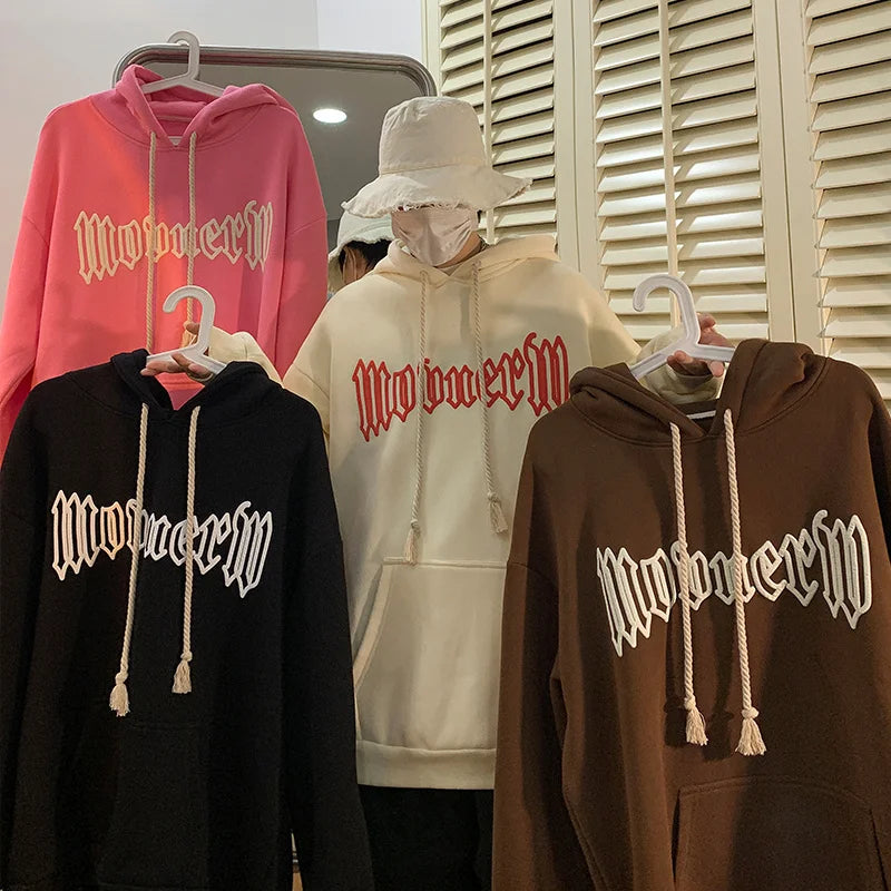 Autumn Vintage Gothic Letter Foam Printed Hooded Sweatshirts Hombre Casual Streetwear Hip Hop Hoodies Y2K Pullover Baggy Hoody Street King Limited