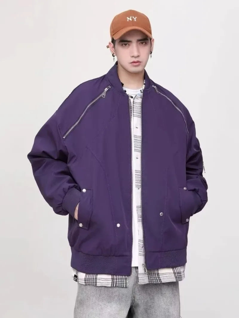 2024 spring american pilot jacket mens multi pocket trendy street loose bomber cardigan couple fashion zipper baseball coats unique default style 2794