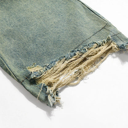 men vintage jeans distressed retro loose straight denim pants 2024 man ro style jeans trousers unique jeans style 823