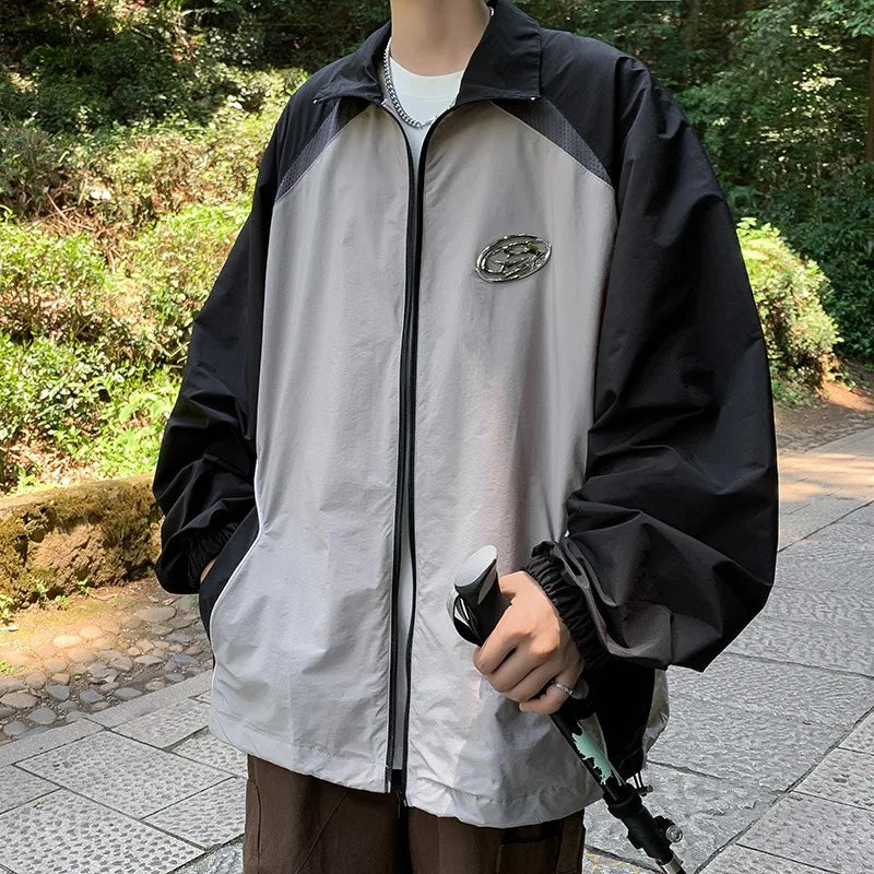 new sport charge jacket mens korean trend color blocking quick drying thin coats summer outdoor sunscreen casual windbreaker clean everyday pants