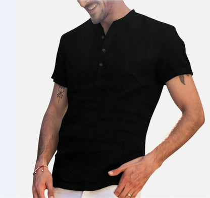 Summer Men‘s Stand collar Cotton-Linen Quality Casual Fashion Shirt For Men Street King Limited