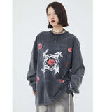 "Rose Kiss" Unisex Men Women Streetwear Graphic Sweatshirt Daulet Apparel