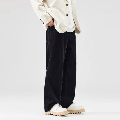 corduroy pants mens fashion loose casual straight large size wide leg baggy trousers office man commuter business corduroy pant relaxed fit trousers