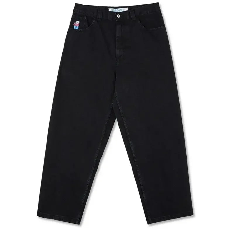 retro deep blue polar big boy baggy jeans mens women gothic wide leg trouser y2k hip hop cartoon embroidery streetwear jeans denim street jeans