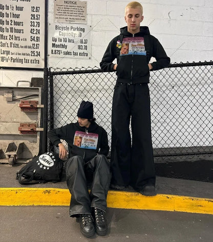2024 New Zip-up Street Fashion Clothing European and American Printed Oversized Sweatshirt Men Y2K Retro Loose Zipper Hoodie Street King Limited