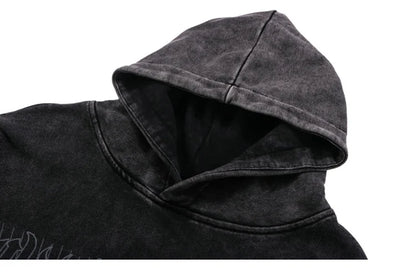 Hip Hop Streetwear Hoodie Sweatshirt Washed Vintage Devil Skull Skeleton Graphic Cotton Men Hooded Pullover Retro Punk Hoodie Street King Limited