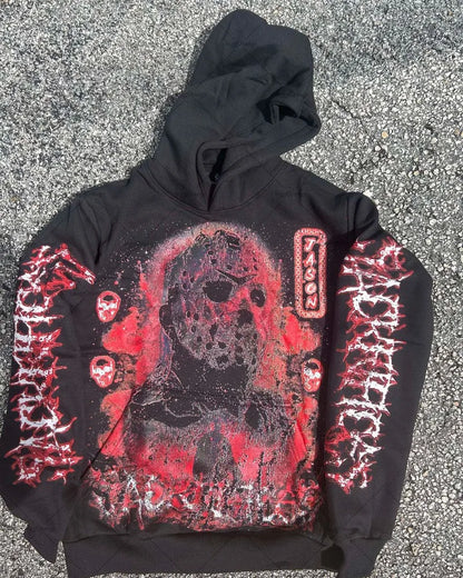2023 New American Gothic Letter Print Oversized Hoodie Men's Y2K Retro Street Hip-Hop Loose Long-Sleeved Sweatshirt Men's Street King Limited