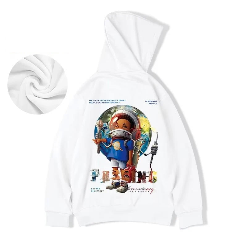 Autumn Anime Astronaut Boy Print Hoodie Sweatshirts Hombre Oversized Hip Hop Casual Fleece Hoody Y2K Vintage Streetwear Hoodies Street King Limited